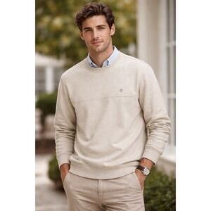 Izod Crewneck Sweatshirt Mens L Beige Neutral Preppy‎ Casual Old Money Casual